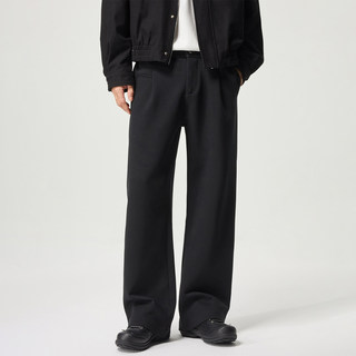 Kuvine Korean Style Men's Trousers with Fleece Lining for Autumn and Winter, American High Street Style, Loose Straight-Leg Cleanfit Wide-Leg Casual Pants