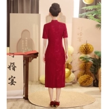 Красное ципао, вечернее платье, свадебное платье, с вышивкой, подходит для подростков, китайский стиль