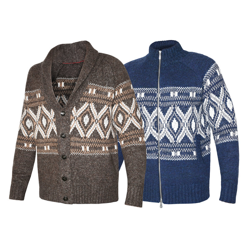 Owrcu·32000 Version | Perfect Version Old Money Style Green Fruit Collar Bc Fair Isle Jacquard Cashmere Blend Sweater