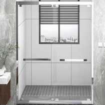 Y62807 silver 304 stainless steel partition glass straight-shaped bathroom dry and wet separation partition door for bathing