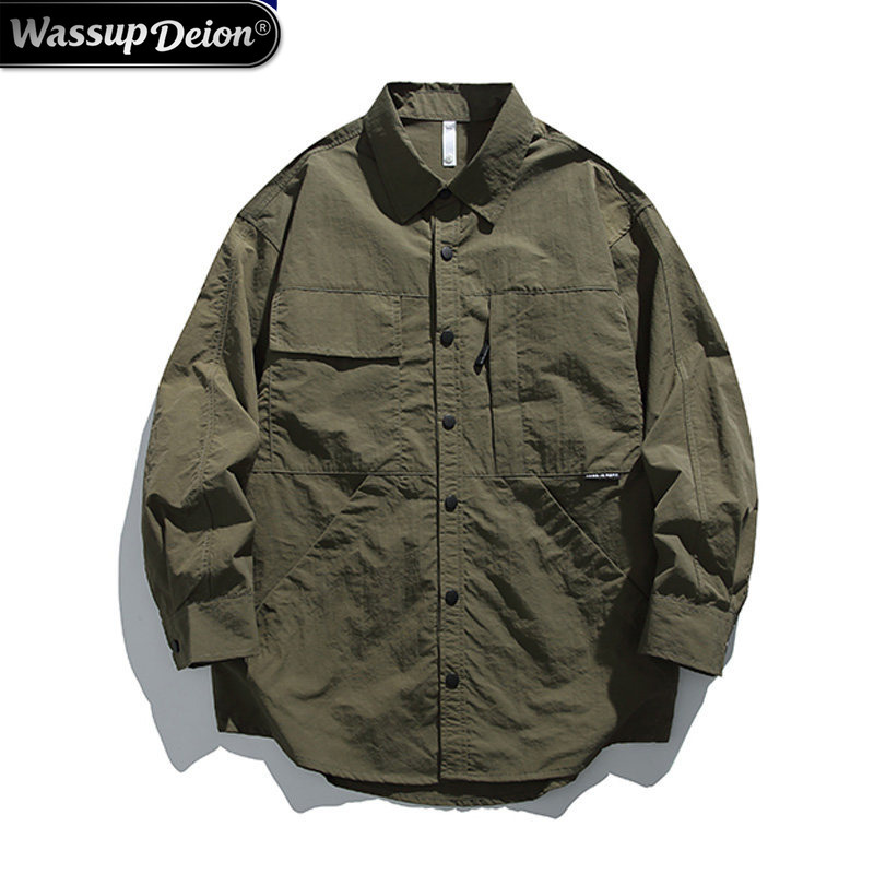Wassup Deion Outdoor Water-Repellent Work Shirt for Men, Spring and Autumn Commuter Quick-Drying Shirt, Long-Sleeved Shirt for Outer Wear