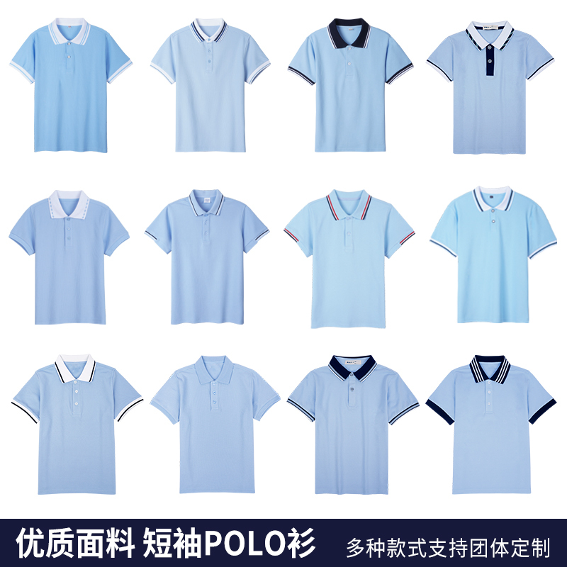 School Uniform Short-Sleeved Polo Shirt with a Thin Collar, Suitable for Junior High and High School Students, Breathable Sports Top for Both Men and Women, Available in White and Blue, Class Uniform