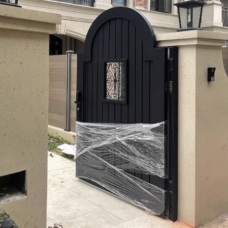 Aluminum Alloy Villa Courtyard Door Aluminum Art Garden Door Outdoor Door Wrought Iron Stainless Steel Country Self-Built Single and Double Door