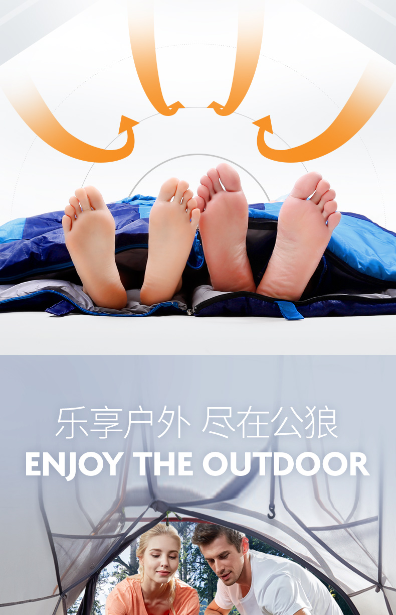 Túi ngủ ngoài trời dành cho người lớn loại phong bì dày cắm trại bông ngủ trong nhà nghỉ trưa trong mùa đông siêu nhẹ túi ngủ có thể được đánh vần đôi túi ngủ du lịch siêu nhẹ