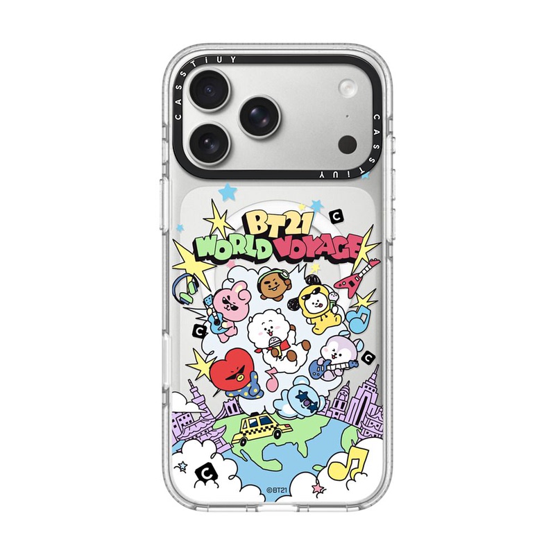 Collaboration with Bt21 Bts Cartoon Characters 16Pro Suitable for iPhone 17Promax Phone Case Apple 15Pro Ice Crystal Magnetic Star-Style Bts Anti-Drop Transparent Protective Cover