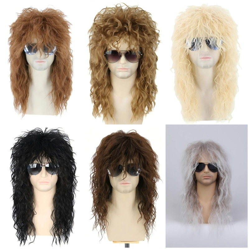 60S 70S 80S Era Curly Hair Men's and Women's Wigs Rock Punk Hip-Hop Fluffy Hair