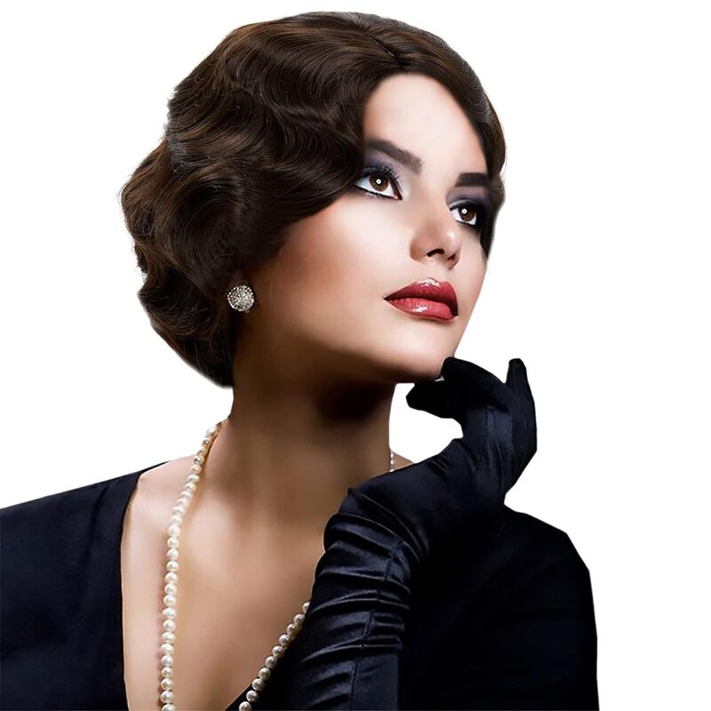 European and American Export Wigs 1920S Retro Hand-Pushed Water Ripple Artificial Wig Stage Party Wig