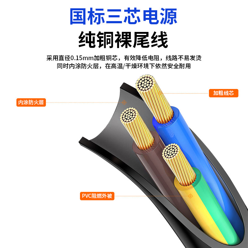 [Pure Copper Wire] National Standard Pure Copper Tool Power Cord Two-Phase Electric Tool Power Cord with Plug Sheathed Wire