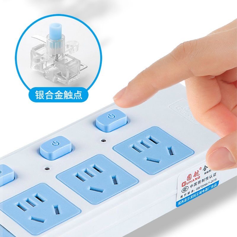 Pure Copper 2-Pin Plug Power Strip with Two Sockets, Double-Ended Two-Prong Extension Cord Power Strip with Cable