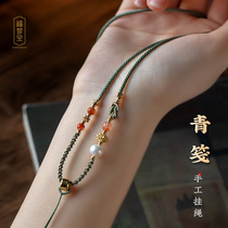 Высокогорный тонкообразный кулон висячего веревочной жемчужины ожерелье вязание свитера цепочка Ping An buck jade jade jade penant