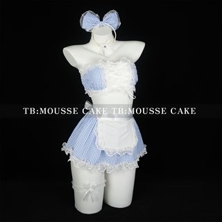 Sexy pure blue and white maid large size optional cos role-playing maid small breasts pure uniform sunny qqny