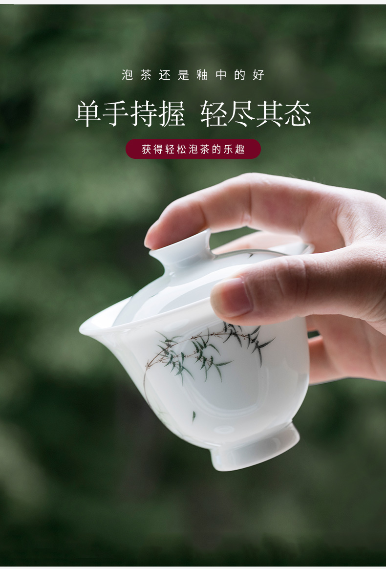 Made in jingdezhen ceramic kung fu tea set hand - Made household thin foetus three tureen large bowl cups