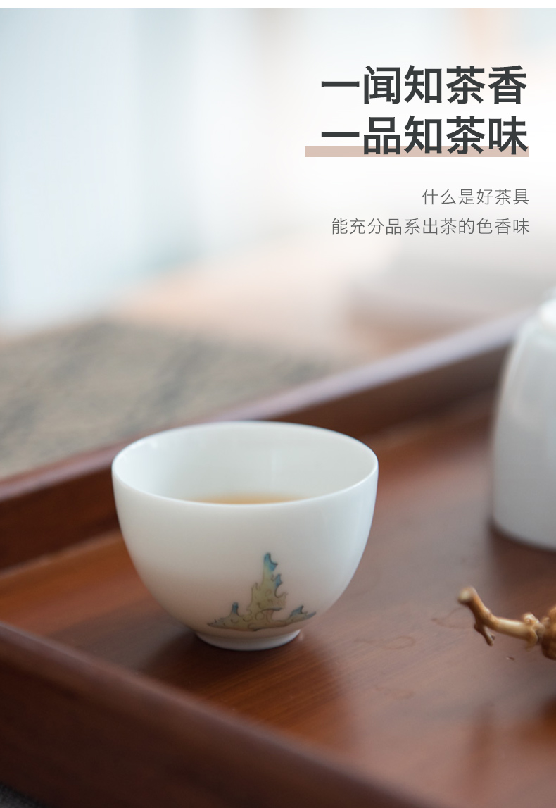 Made in jingdezhen ceramic kung fu tea set pure manual build hand - Made white porcelain sample tea cup master cup tea cups