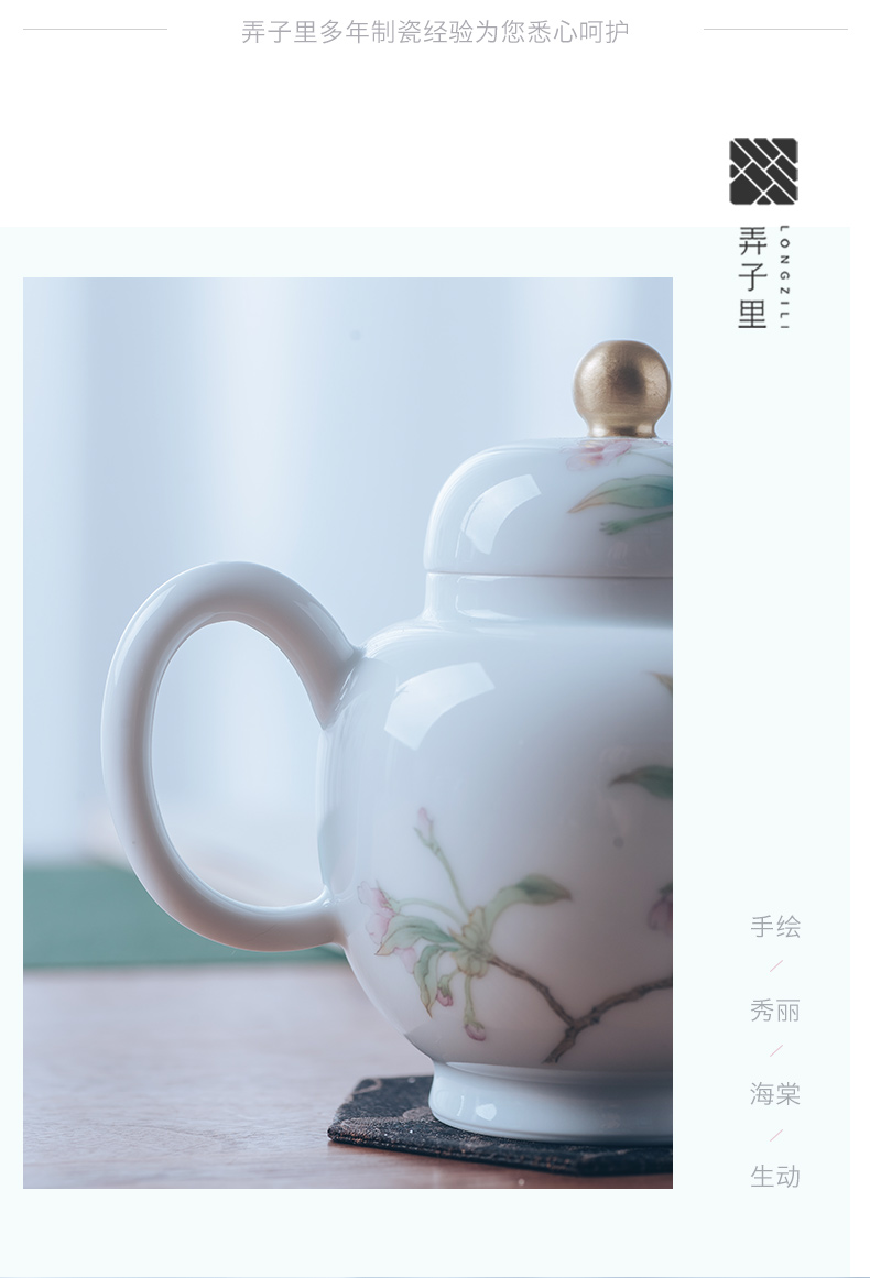 Get in jingdezhen ceramic teapot household kung fu tea tea set the teapot modern Chinese flowering crab - apple designer tea sets