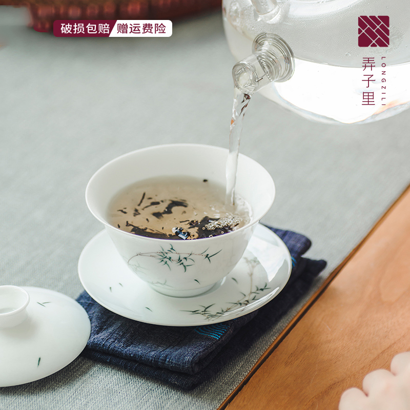 Made in jingdezhen ceramic kung fu tea set hand - Made household thin foetus three tureen large bowl cups