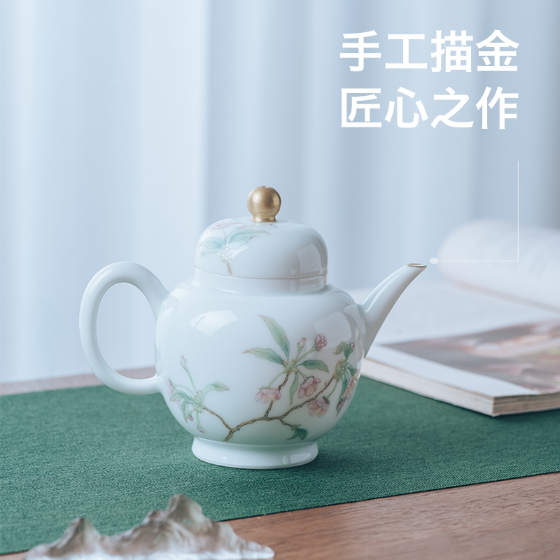 Get in jingdezhen ceramic teapot household kung fu tea tea set the teapot modern Chinese flowering crab - apple designer tea sets