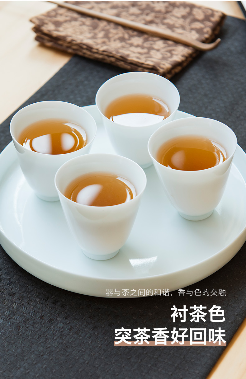 Get checking in ceramic cups purple suit kung fu tea set jingdezhen household small sample tea cup single white porcelain