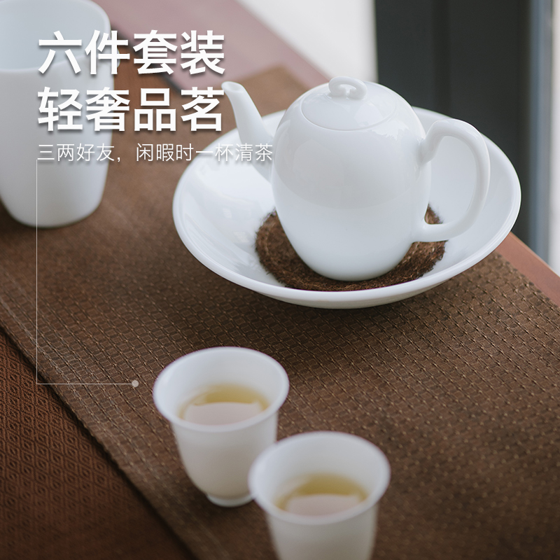 Get in kung fu tea set jingdezhen household white porcelain tea tea set ceramic teapot of a complete set of tea cups