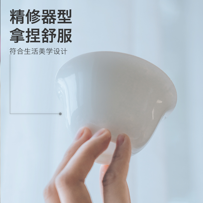 Jingdezhen ceramic bowl with a single household kung fu tea set small white porcelain three GaiWanCha cup suit
