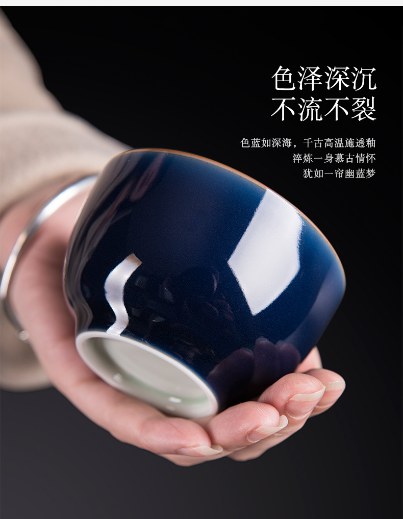 Made in jingdezhen kung fu tea cups ceramic checking ji blue sample tea cup to build master cup single CPU