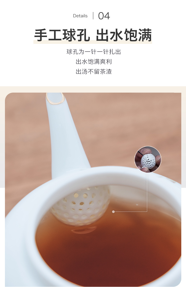 Get in white porcelain kung fu tea teapot pure manual hand - made ShaTang big palace the lantern of violet arenaceous glass pot of flowers