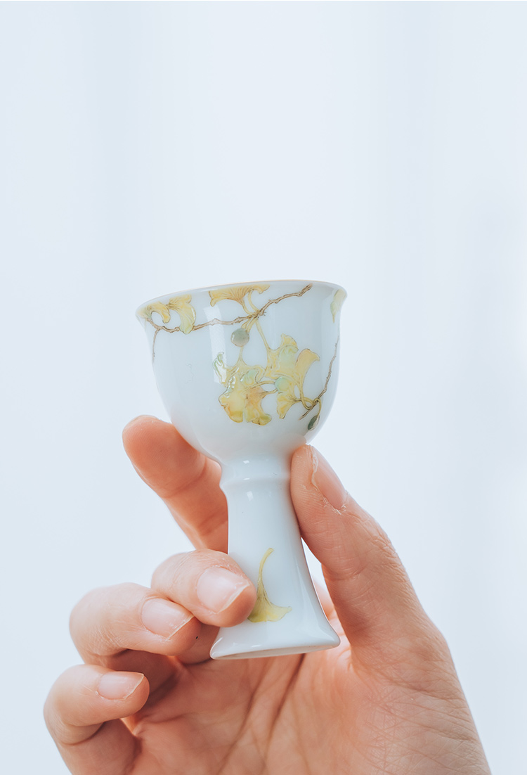 Get in ginkgo powder enamel goblet of jingdezhen ceramics master kung fu tea cup single CPU