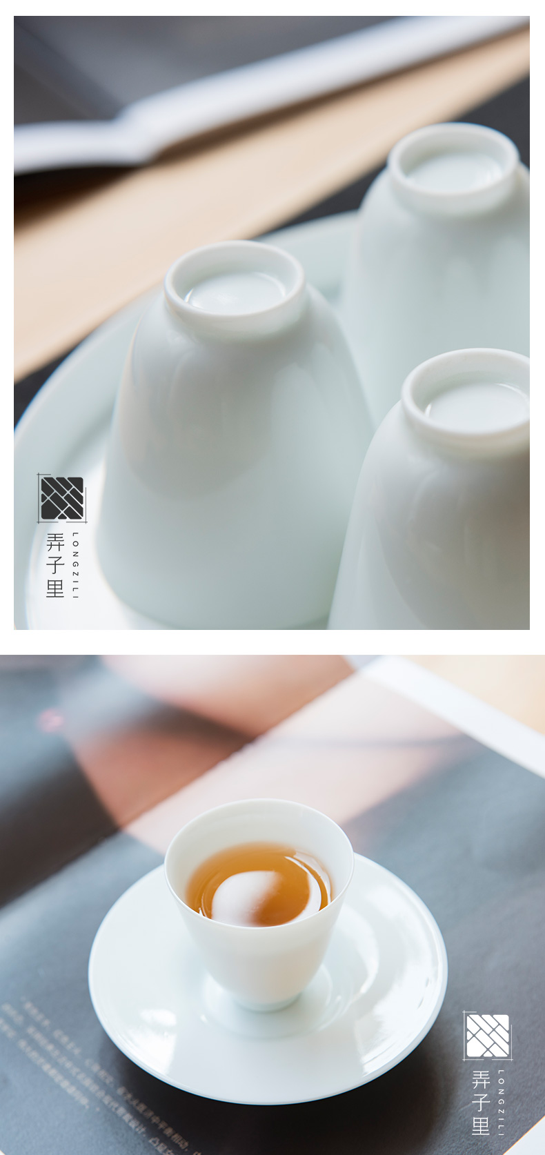 Get checking in ceramic cups purple suit kung fu tea set jingdezhen household small sample tea cup single white porcelain