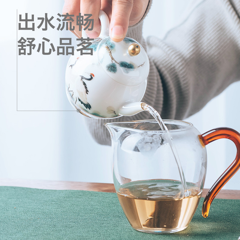 Made in jingdezhen all hand teapot tea tea set hand - Made pine crane live gold new pot teapot tea set