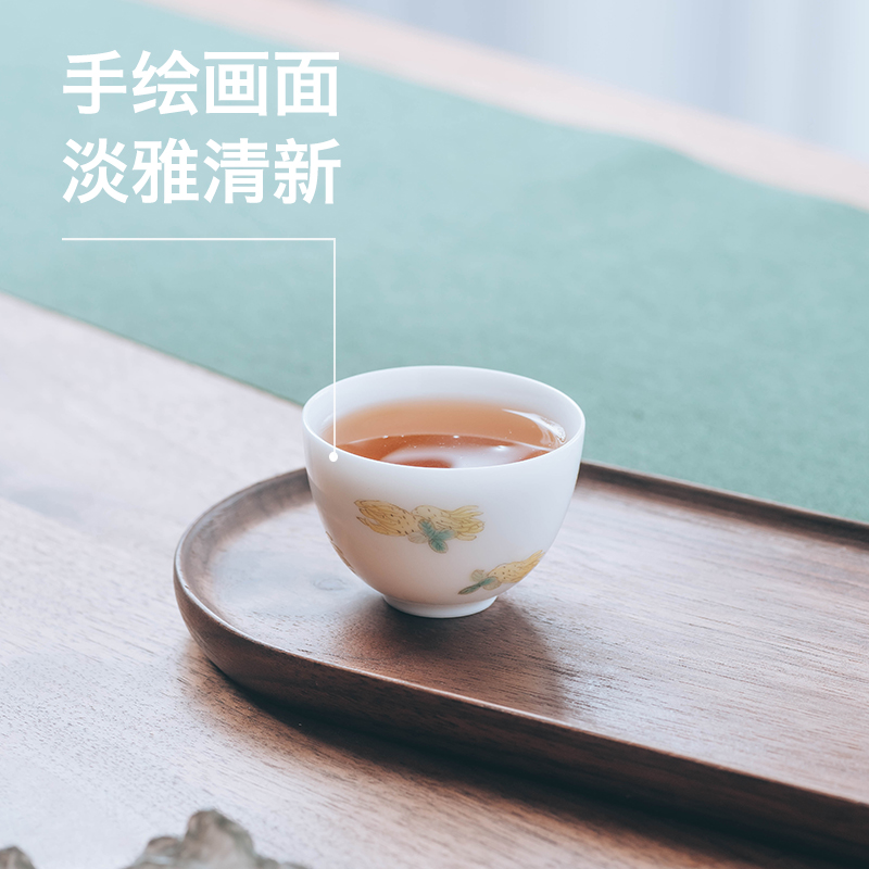 Figure in the glass tea cup jingdezhen hand - made citron egg cup master cup sample tea cup ceramic drinking cup