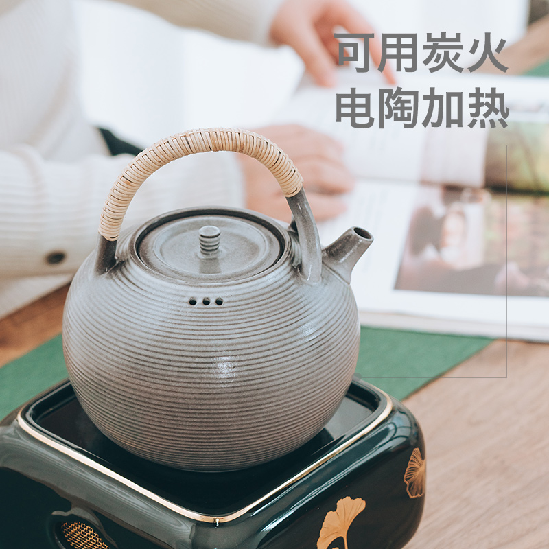 Boil tea tea set in the son. Electric TaoLu flame furnace carbon available shallow wood ash glaze large cooking kettle 1 l