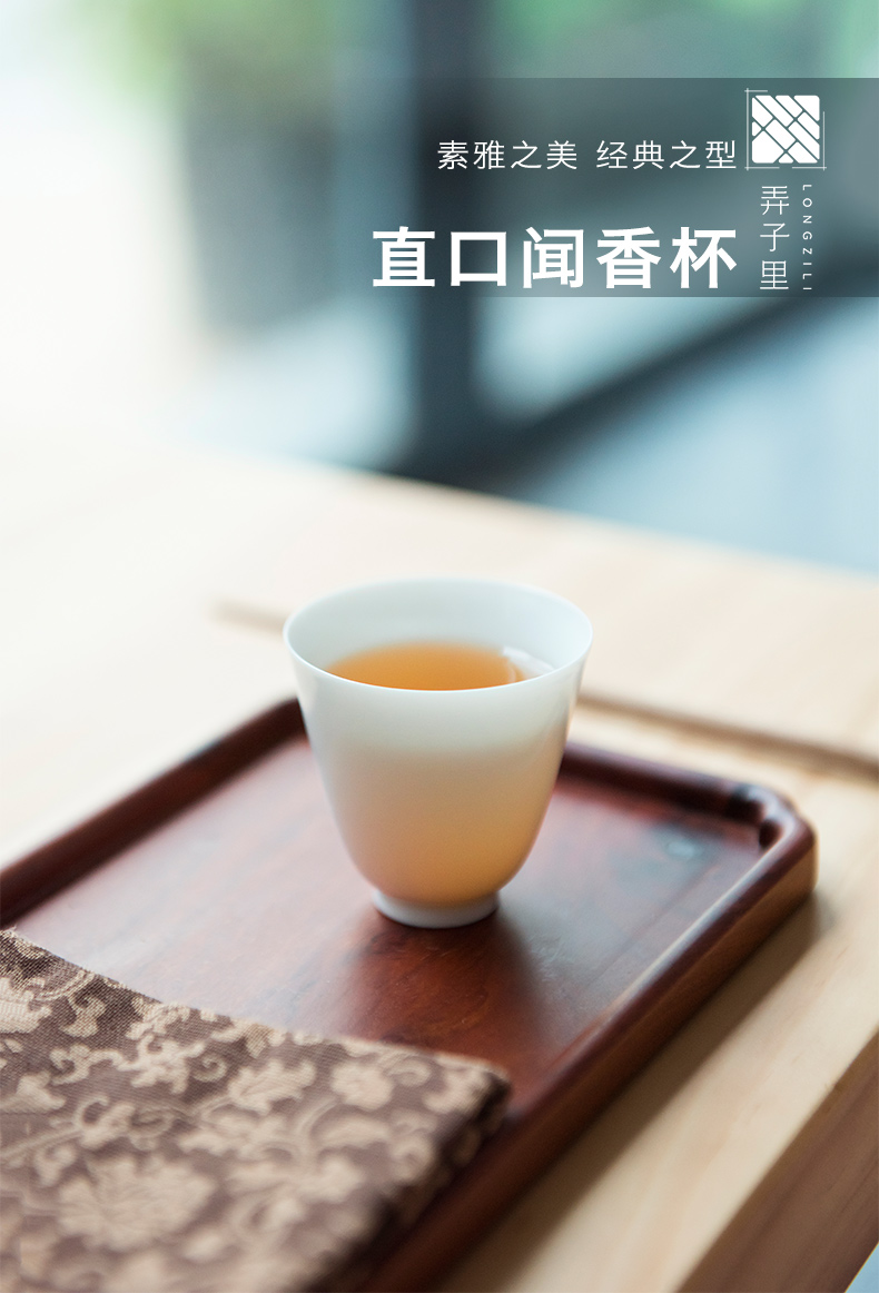 Get checking in ceramic cups purple suit kung fu tea set jingdezhen household small sample tea cup single white porcelain