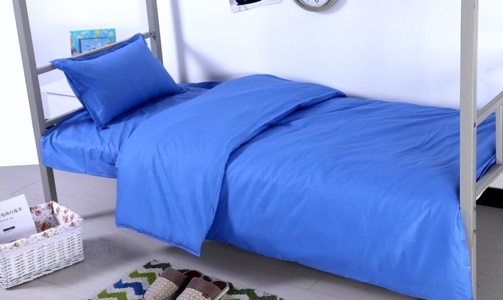 Ký túc xá sinh viên bông ba mảnh phù hợp với ~ màu xanh quilt bao gồm duy nhất mảnh màu xanh và trắng kẻ sọc tờ trường 1 mét giường đơn