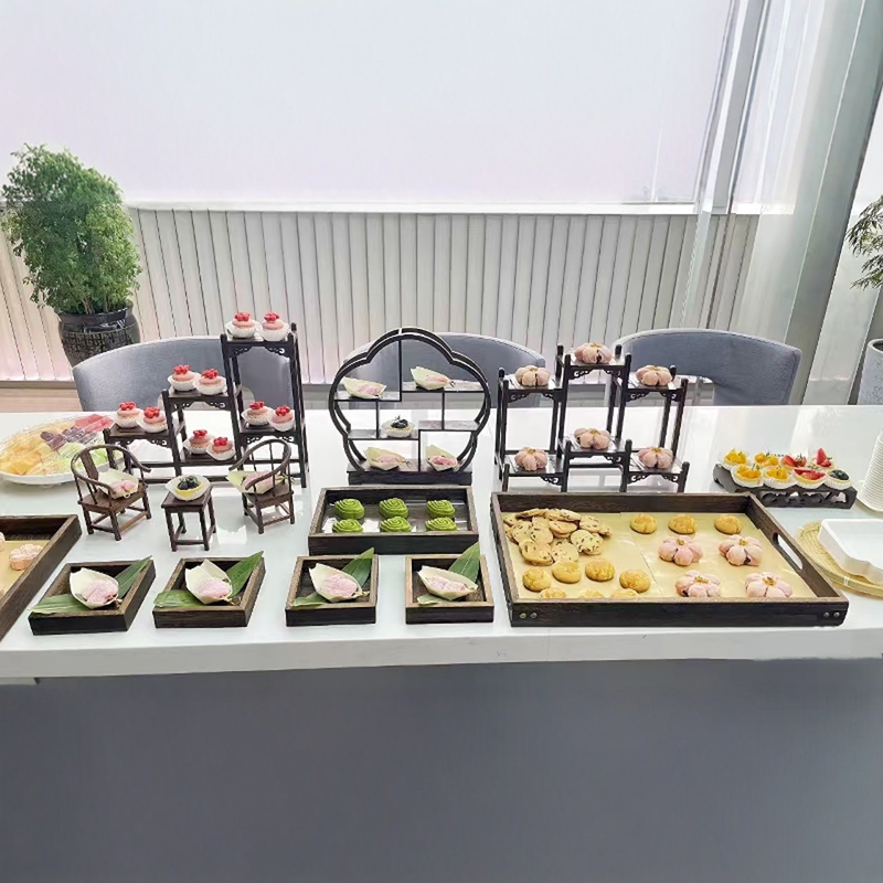 Light Luxury Style New Chinese Dessert Table Display Stand Company Annual Meeting Dessert Booth Wedding Engagement Cake Decoration Ornaments