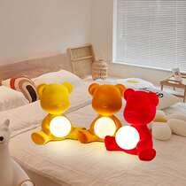 Teddy bear wedding table lamp dowry everlasting lamp newlywed bedroom wedding celebrity bedside lamp red gift for newlyweds
