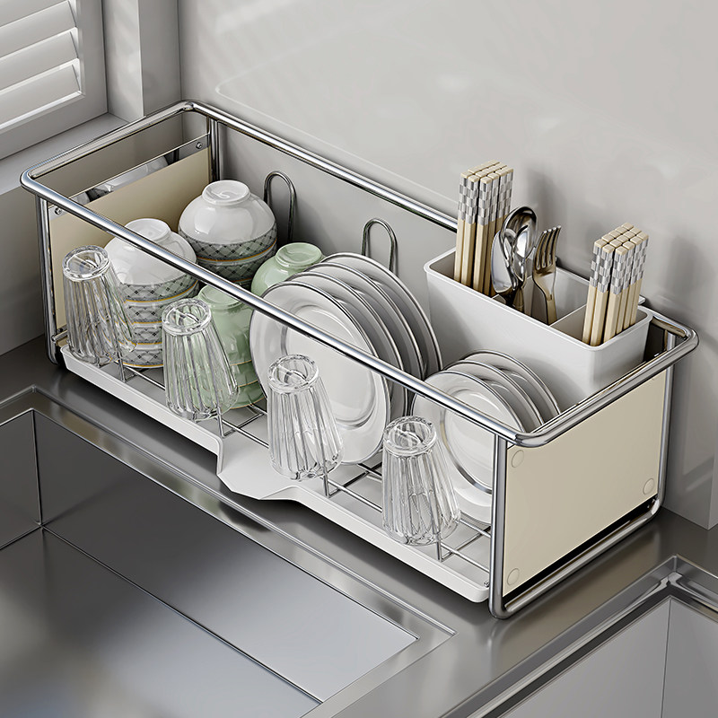 Kitchen dish rack, drain rack, chopstick cage, dish cup storage rack, multi-functional dish rack, sink side rack