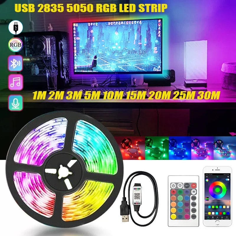 USB RGB светодиодная лента 2835 5050 1м 2м 3м 4м 5м DC 5V