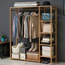 Bamboo Wood Clothing Garment Rack with Shelves Clothes Hangi