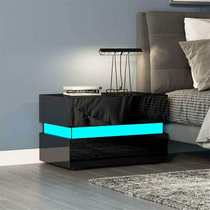 RGB LED Nightstand Coffee Table Magazine Bed side Table Cabi