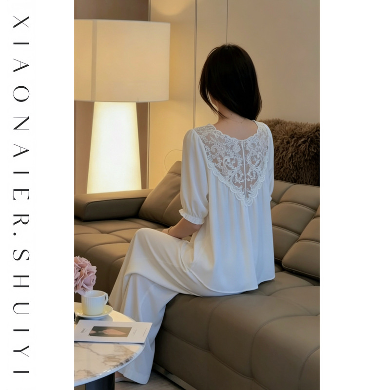 【Gentle Sister】Upgraded Version with Chest Pads, French Style 2026 New Model, Women's Long-Sleeved Sleepwear That Can Be Worn Outside, Loungewear