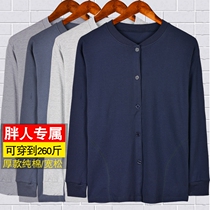 Three-gun pure cotton cardigan for middle-aged and elderly men loose large size cotton autumn and winter autumn clothes for fat people extra fat and extra large cotton