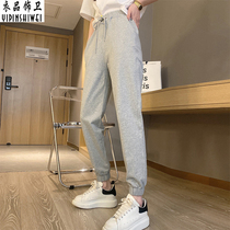 2021 new autumn gray pants women slim joker loose bunch foot cotton casual pants sports pants spring and autumn