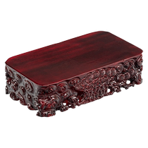 Solid wood heightened whole wood carved Taishan stone base strange stone crystal cave Taihu stone vase ornaments wooden bracket shelf