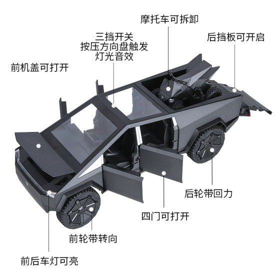 Tesla Cybertruck 장난감 시뮬레이션 자동차 합금 픽업 자동차 모델 주변 기념 장식품에 적합