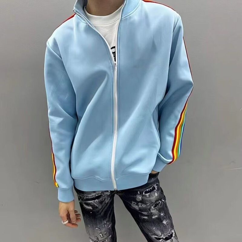 Spring and Autumn Light Luxury Rainbow Jacket 2026 New Trendy Brand Unisex Angel Ribbon Side Stripe Sweatshirt Dopamine Trend
