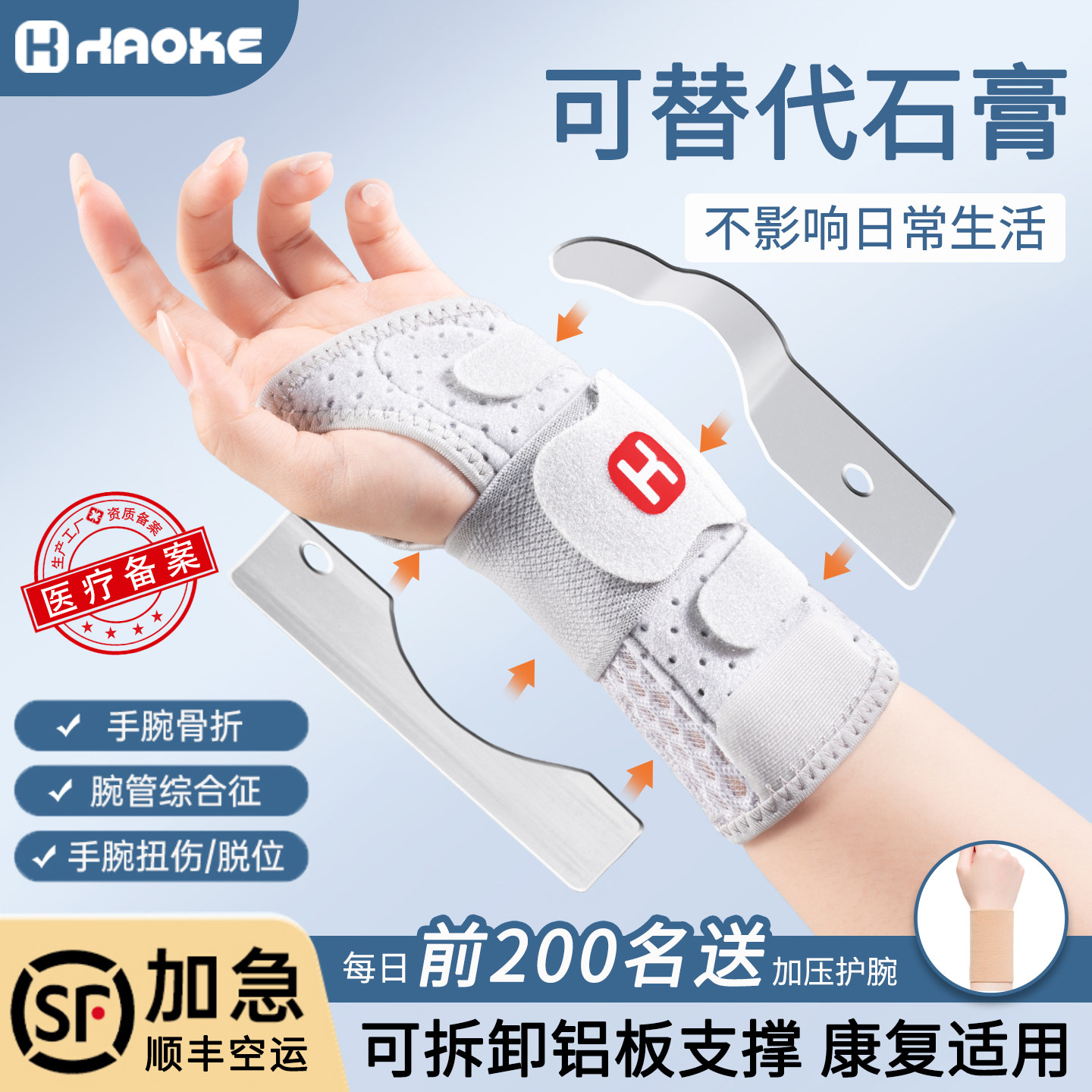 顺丰护腕扭伤手腕腱鞘腕关节固定支具腕部骨折护具关节损伤护套