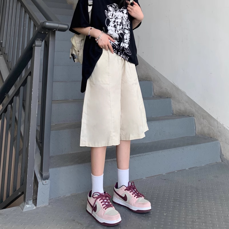 Plus Size Extra Large 100kg Khaki Casual Capri Pants for Women, Summer Loose Straight High-Waisted Cargo Wide-Leg Pants 2