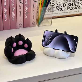 Cute Cat Paw Phone Stand, 3D Desktop Tablet Lazy Holder, Home Decoration, Dormitory Binge-Watching Gadget