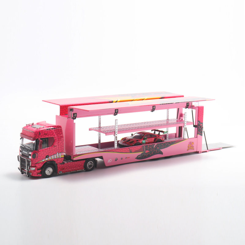 Maxwell and Other Brands Scania S730 Double-Decker Container Truck Green Dinosaur 1:64 Car Model
