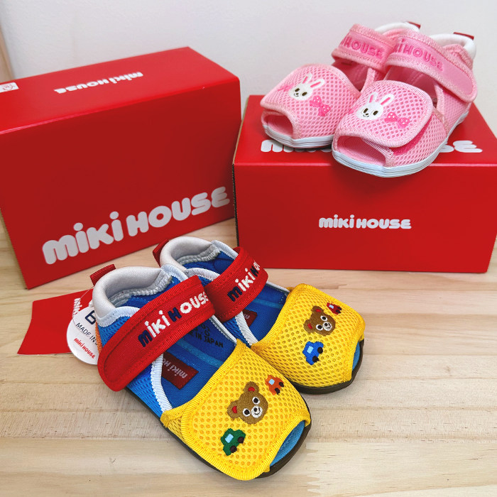 Miki House Baby Sandals - Unisex Breathable Summer Shoes With Adjustable Straps, Made In Japan
