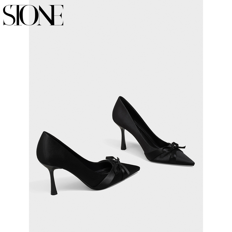 Stone Home's Black Stunning High Heels Are Feminine, Elegant, Comfortable, with a Bow, French-Style Pointed Toe, and Stiletto Heels Stone Home's Black Stunning High Heels Are Feminine, Elegant, Comfortable, with a Bow, French-Style Pointed Toe, and Stiletto Heels